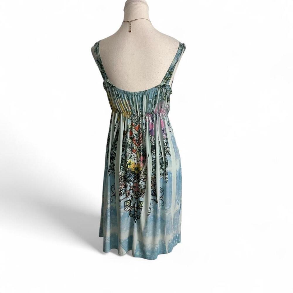 FairyCore Ed Hardy Vibes Floral Mcbling Maxi Dress Size L Brand Is Press Apparel - Picture 3 of 7